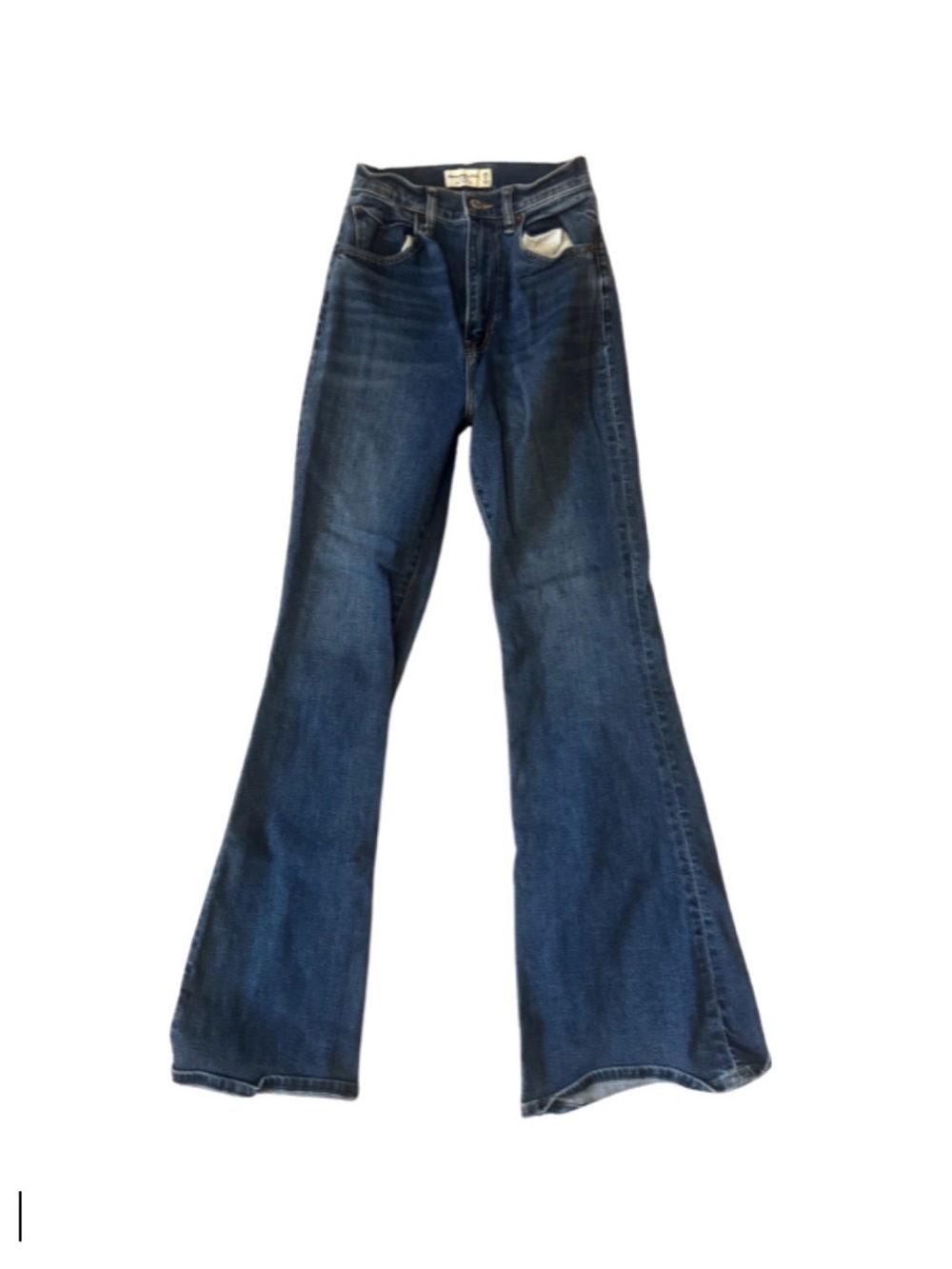 Curve Love Ultra High-Rise Dark Blue Flared Women's Jeans Abercrombie